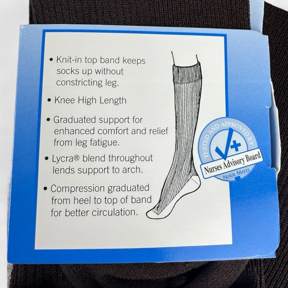 Nurse‎ Mates Full Support Socks Brown Womens Size XL (10-13) 1 Pair